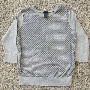 Ann Taylor Gray Patterned Crew Neck Sweater
